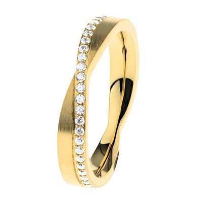 Ring - Edelstahl gold - 3,5mm matt Zirkonia