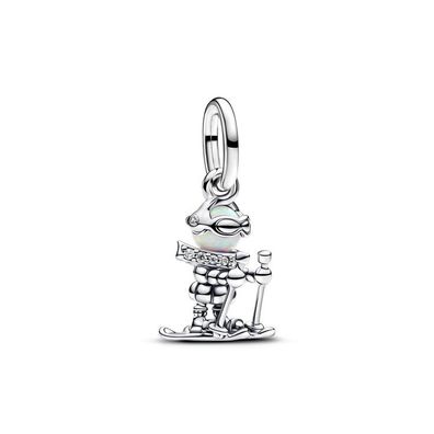 Bead - Silber - Skifahrer Charm-Anhänger