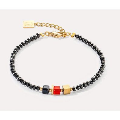 Armband - Edelstahl gold - Glas schwarz