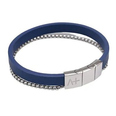 Armband - Across - Leder blau mit Kette