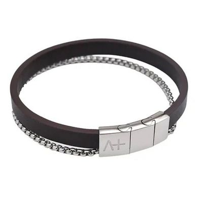 Armband - Across - Leder braun mit Kette