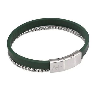 Armband - Across - Leder grün mit Kette