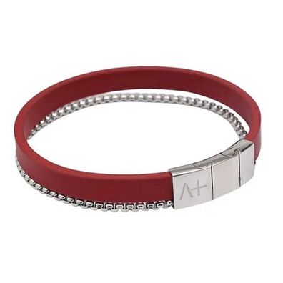 Armband - Across - Leder rot mit Kette