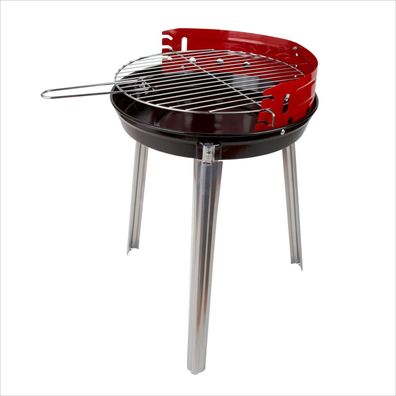 Holzkohle Rundgrill Standgrill Dreibein Grill Barbecue BBQ Lyon Ø 34 cm rot