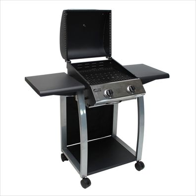 Gasgrill 2 flammig BLACK-LINE Grillwagen Grill Gartengrill Gasbräter BBQ