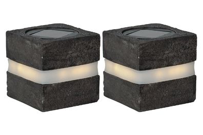 STAR Trading LED Solar Deko Stonecube 8x8,5cm 2er