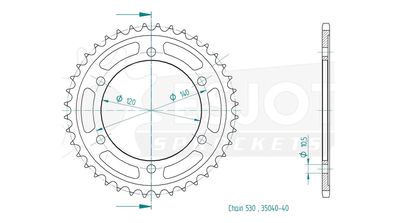 ESJOT Kettenrad "35040" 530, Stahl 45 Zähne