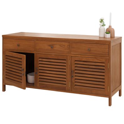 Teak-Badezimmerkommode HWC-M90, Badschrank Waschtisch, hochwertiges B-Grade-Teak