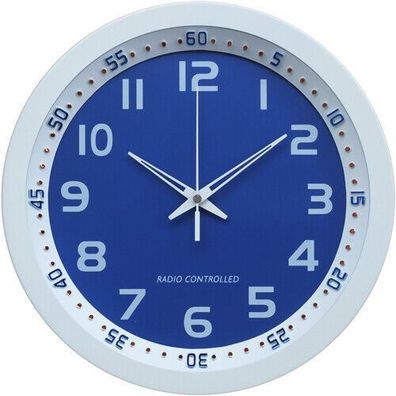 Technoline, WT 8971 Funk-Wanduhr, Ø 30cm, weiß-blau