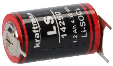 Kraftmax Li 3,6V Batterie mit Pins - -/+ LS14250 1/2 AA