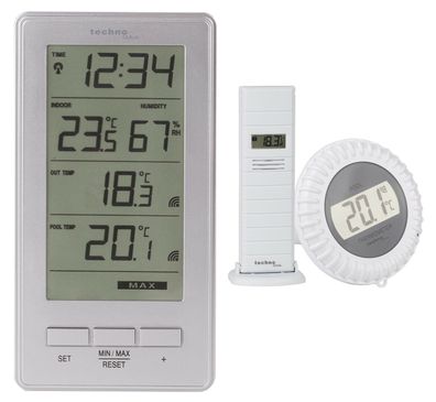 Technoline Funk- Poolthermometer WS 9069 mit zusätzlichem Außentemperatursender