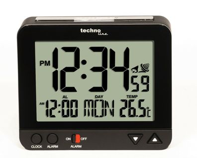 Technoline Funkwecker WT 195 mit Innentemperaturanzeige und Nachtlicht, schwarz