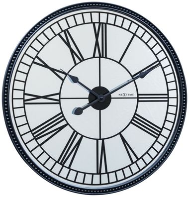 NeXtime XL Designer Wanduhr, Metalluhr, Spiegeluhr, Minutenraste, römische Zahlen