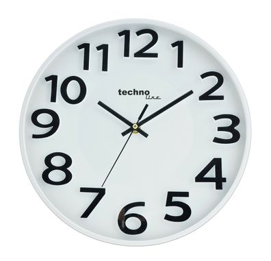 Technoline WT 4100 Wanduhr, Kunststoff, weiß, 30 x 4.2 x 30 cm