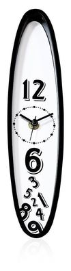 Wanduhr ovales Design schwarz/ weiss , 34x7x6cm, 634405