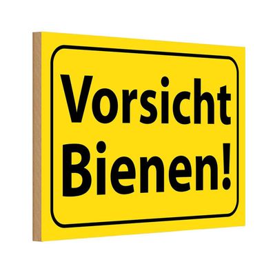 vianmo Holzschild 30x20cm Vorsicht Bienen Honig Imker Gelbes Schild Deko Geschenk