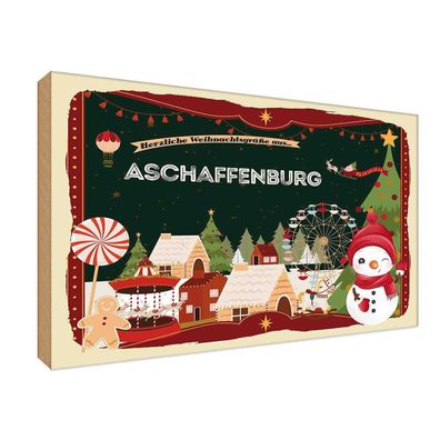 vianmo Holzschild 30x20cm Weihnachten Aschaffenburg Deko Geschenk