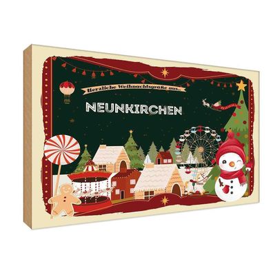 vianmo Holzschild 30x20cm Weihnachten Neunkirchen Deko Geschenk