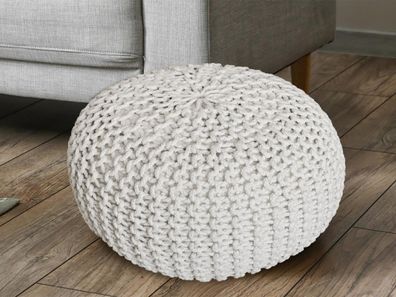 Strickhocker Pouf Ø 45 cm Sitzpouf Sitzpuff Grobstrick-Optik Pouf Strick Bodenkiss