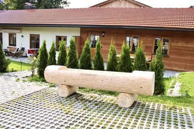 Holzbrunnen Brunnen Brecherspitz Holztrog Seiten abgeflacht 175 cm x ca. 47 cm