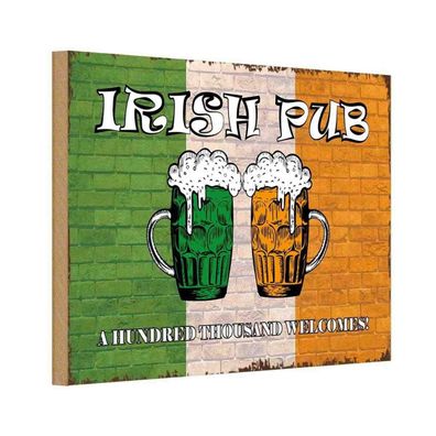 vianmo Holzschild 30x20cm Irish Pub A Hundred Thousand Deko Geschenk