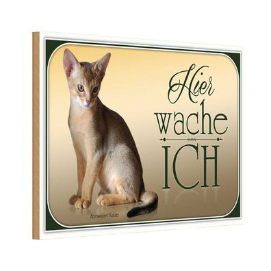 vianmo Holzschild 30x20cm Katze Abessinier Hier Wache Ich Deko Geschenk