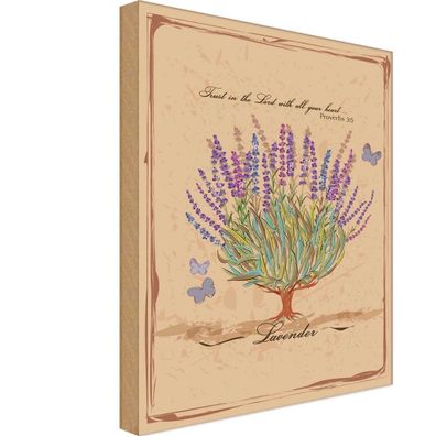 vianmo Holzschild 12x18cm Lavendel Trust In The Lord With All Deko Geschenk