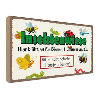 vianmo Holzschild 40x30cm Insektenwiese Bienen Hummeln Deko Geschenk