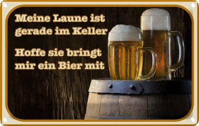 vianmo Blechschild 18x12cm Bier Laune gerade im Keller hoffe sie Deko Geschenk