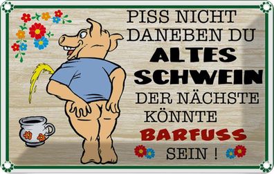 vianmo Blechschild 18x12cm Piss Nicht Daneben Altes Schwein Deko Geschenk