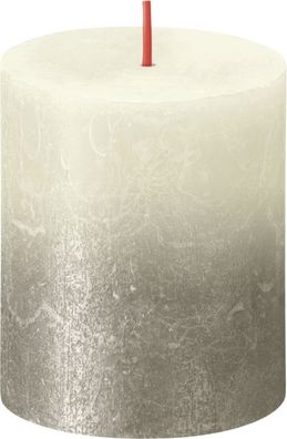 Rustikale, verblassende Metallkerze, stumpf 80/68 Soft Pearl Champagne Bolsius