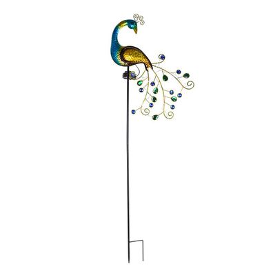 Solarlampe Pfau, Gartenbeleuchtung aus Eisen, Dekorative Bodenlampe für Garten