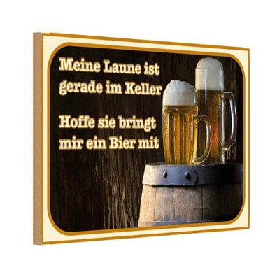 vianmo Holzschild 18x12cm Bier Laune gerade im Keller hoffe sie Deko Geschenk