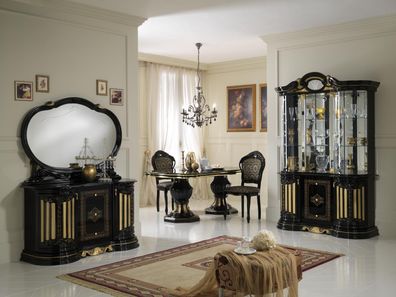 Wohnzimmer Set Vitrine Kommode Spiegel Esstisch Design Schrank Italienische 4Tlg
