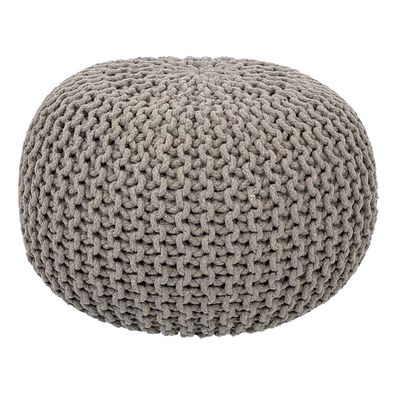 Sitzhocker Pouf SET 2 Stück H 37 cm Strickhocker Grobstrick-Optik braun schwarz