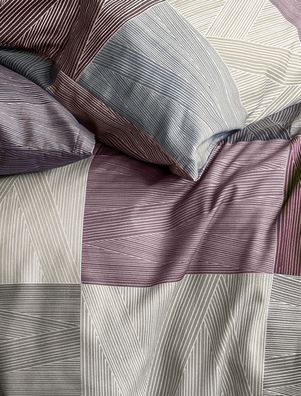 Irisette Sky Mako-Satin Bettwäsche 135x200 Karo blau weinrot grau beige 8506-20