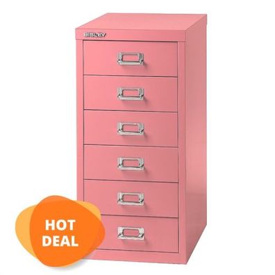 Schubladenschrank MultiDrawer™ DIN A4 • 6 Schubladen • Bisley L296 Pastelpink