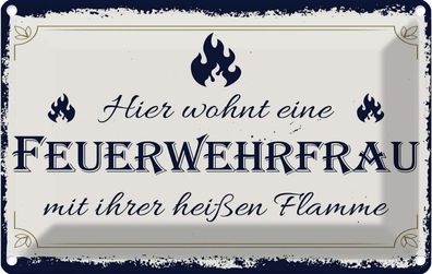 vianmo Blechschild 30x20cm Hier Wohnt Eine Feuerwehrfrau Deko Geschenk