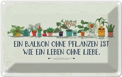 vianmo Blechschild 30x20cm Balkon ohne Pflanzen Leben Deko Geschenk