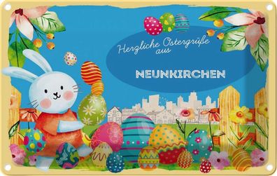 vianmo Blechschild 30x20cm Ostergrüße Neunkirchen Deko Geschenk