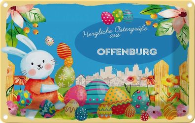 vianmo Blechschild 30x20cm Ostergrüße Offenburg Deko Geschenk