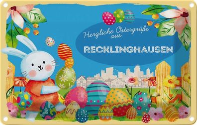 vianmo Blechschild 30x20cm Ostergrüße Recklinghausen Deko Geschenk