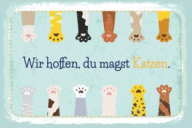 vianmo Holzschild 30x20cm Katze Wir Hoffen Du Magst Katzen Deko Geschenk