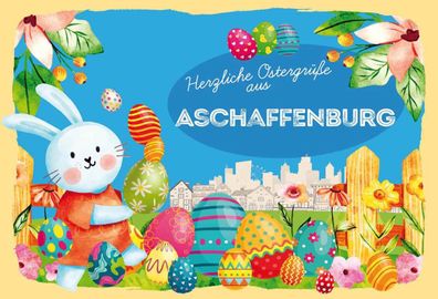 vianmo Holzschild 30x20cm Ostergrüße Aschaffenburg Deko Geschenk