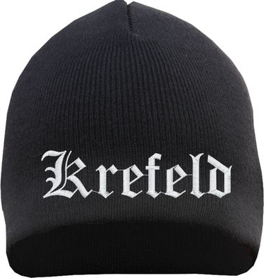 Krefeld Beanie Mütze - Altdeutsch - Bestickt - Strickmütze Wintermütze