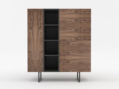 Kommode Sideboard Highboard Anrichte Wohnzimmer Schrank Holz ABATO-120-O Walnuss