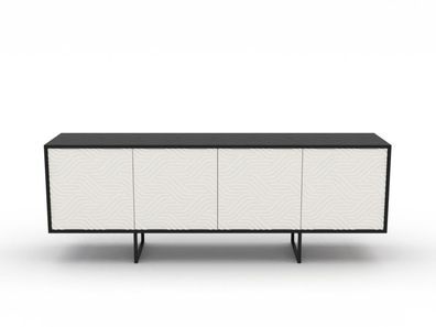 Kommode Sideboard Lowboard Anrichte Wohnzimmer Schrank ABATO-Zickzack-DC Schwarz