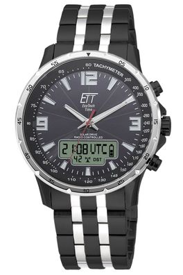 ETT Eco Tech Time Funk-Solar Herrenuhr Professional Arctica Schwarz/Stahl EGS-11568