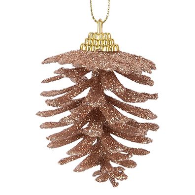 Clayre & Eef Weihnachtsanhänger Tannenzapfen Ø 5x7 cm Braun Kunststoff (Gr. Ø 5x7 cm)