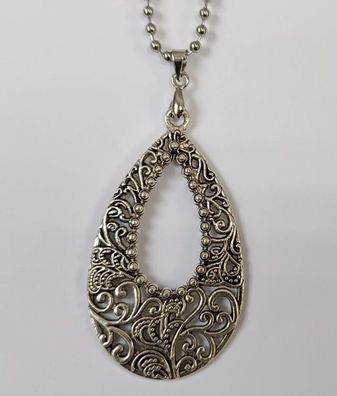 Halskette, Charm Anhänger, Ornament , Antik Silber, filigran, floral, Vintage Look